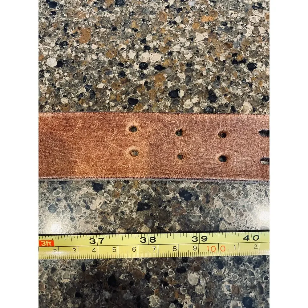 Vintage Y2K IZOD 2 Prong Brass Brown Leather Belt Size 40